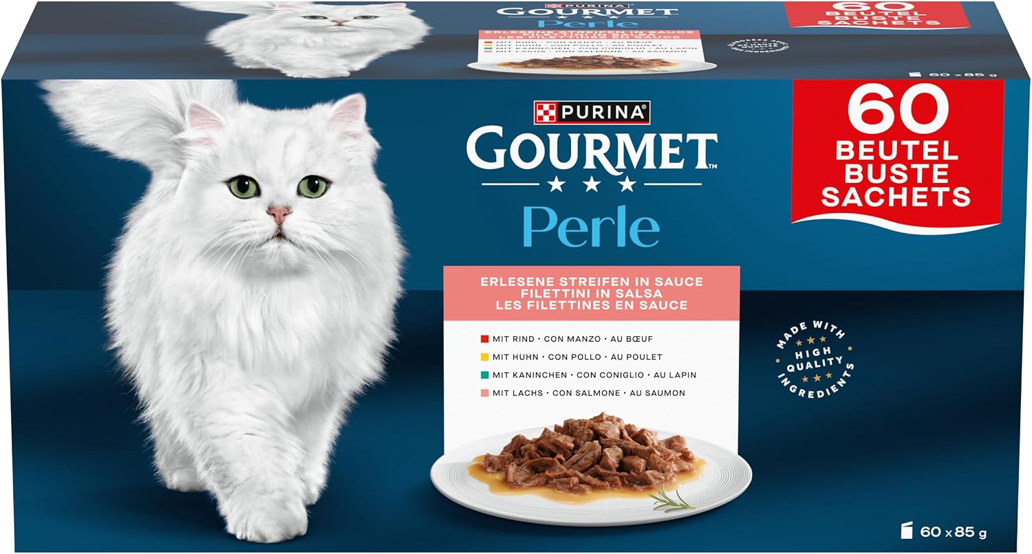 GOURMET PERLE Filettines en Sauce Sélection Mixte 60x85 g | Nourriture Humide