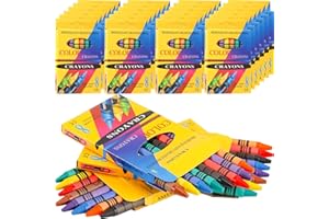 Kinmsito 24 Boxen Wachsmalstifte Kinder (192 Stück),Wachsmalkreide in 8 Leuchtende Farben,Bulk Crayons Buntstifte,Wachsmalstiften Mitgebsel für Kindergeburtstag Malzubehör, Einfach zu Greifen