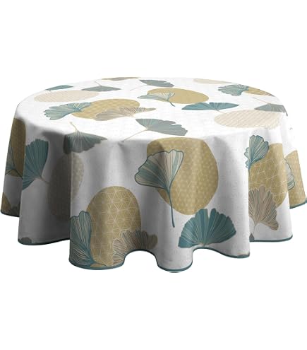 Le linge de Jules Nappe Anti-Taches Paraiso - Ronde 160 cm, Bleu, Vert Le linge de Jules Nappe Anti-Taches Paraiso - Ronde 160 cm, Bleu, Vert
