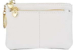 ZOUIQSS Donna Portamonete Borsello in vera pelle con Portachiavi Coin Purse（Bianco）