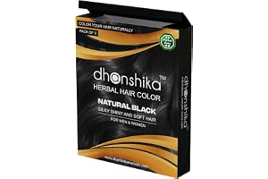 Dhanshika Natural Black Herbal Hair Color, Silky Shiny and Soft Hair, For Men & Women...