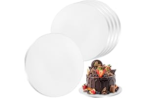 Aurinovellia 5 Pièces Cake Board, Plateau Gâteau Rond 25 cm x 12 mm, Semelle Gâteau Blanche, Support Gâteau Réutilisable, Disque Gateau, Planches à Gâteau pour Mariage, Anniversaire et Fête