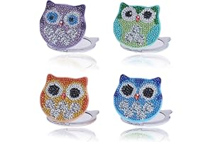 ISAKEN Diamond Painting Taschenspiegel, 4 Stück DIY 5d Diamant Malerei Tragbarer Taschenspiegel Make-up Spiegel Klappbar Spiegel Mirror Klappspiegel Handtasche Geschenk für Frauen Mädchen Kinder