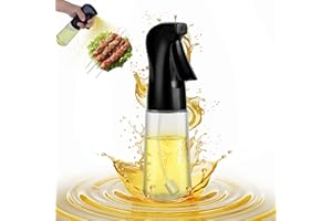 hoforife 210ml/7oz Glass Olive Oil Sprayer Bottle for Kitchen Cooking, Oil Mister Spray Dispenser Bottle with Portion Control (White)