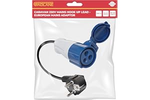 GADLANE Adaptateur Prise Caravane 16A - Adaptateur Européen Camping Electrique, Étanche IP44 - Prise Camping Car Extérieur CEE pour Connexion au Site de Camping - Longueur de 35cm (200-250V)