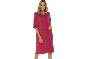 UNDERCOVER LINGERIE Undercover Ladies Terry Towelling 100% Cotton Zip Through Hooded or Non Hooded Dressing Gown Drying Bathrobe