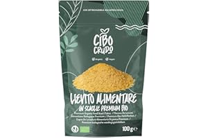 CIBO CRUDO CRUDO BIOLOGICO VEGAN Lievito Alimentare in Scaglie Secco e Biologico - 100 g. Naturalmente Senza Glutine Lattosio e Agenti Lievitanti. Lievito Nutrizionale Crudo da usare come Condimento o Sostituto Lievito di Birra.