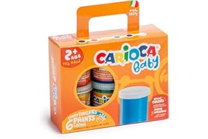 Carioca FINGER PAINT | KO032 - Set de Pintura de Dedos Super Lavable para niños a partir de 24 meses, Multicolor, 6 Botes de 80ml