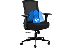 ‎FANTASYLAB Fantasylab Bürostuhl 200KG Ergonomischer Schreibtischstuhl mit Verstellbaren Armlehnen Hoher Rücken Drehstuhl mit Lordosenstütze Computerstuhl mit 53cm Große Sitzfläche Mesh-Stuhl Home Office Chair