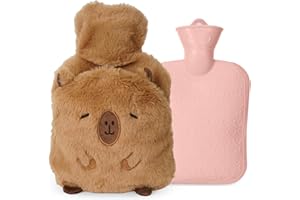 HOSSOM Wärm-flasche,1L Wärm-flasche kinder,Wärm-flasche mit bezug,Süß plüSch wärm-flasche tier,Explosionsgeschützt und auslaufsicher,Zur Reinigung Abnehmbar,Wärmeflasche für Kinder und Erwachsene