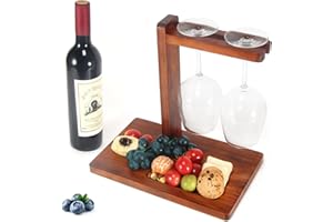 B4Life Countertop Wine Rack with Glass Holder, Wine Caddy with Serving Tray, Wine Tray with Wine Glass Holder, Wine Bottle Racks with Glass Holder, for Wine Lovers
