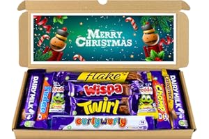 SWEETIE BOUQUETS Christmas Selection Box Chocolate Hamper | Letter Box Gift | 10 Fullsize Dairy Milk Chocolate bars | Ideal Secret Santa Gifts For Women, Men & Kids (Merry Christmas)