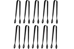 MILALOKO Paquete de 10 pinzas pequeñas para hielo, pinzas para azúcar, mini pinzas para aperitivos de acero inoxidable para fiestas, café, té, bar de vinos, cocina (Black)