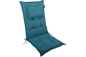 ‎LILENO HOME LILENO HOME Gartenstuhl Auflagen als [1er Set - Hochlehner] in Petrol - Bequeme Liegen als Sitzauflagen für Gartenmöbel - Stuhlkissen für Gartenstühle und Klappstühle MAR