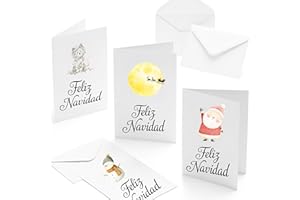 Bear and Bee Set de 30 Tarjetas de Navidad en Español A6 con sobres Blancos – Felicitaciones Navideñas Elegantes para Fiestas y Regalos
