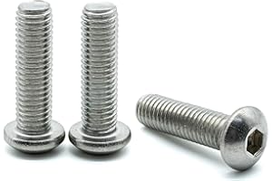 Hippo Hardware M6 (6mm X 50mm) Button Head Allen Bolts Hex Socket Screws A2 Stainless Steel (Pack of 50)
