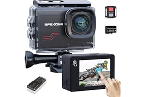 Apexcam Caméra Sport 4K 60FPS 64MP Caméra Étanche 40M Action Cam WiFi avec Micro SD 128GB Écran Tactile Stabilisateur EIS avec Kits d'accessoires pour Sports Extrêmes et Loisirs