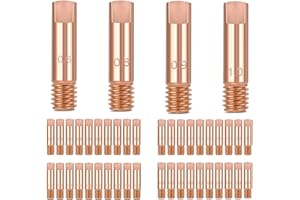 EATBALE MIG Welding Contact Tip, 40Pcs Copper Contact Tips 0.6MM 0.8MM 0.9MM 1.0MM for 14AK15AK MIG/MAG Welding Torch Consumables
