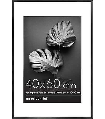 Cornice Legno 40x60 Cm Con Passepartout | Nero Per Poster E Foto | Vetro Plastica Resistente - Foto 6