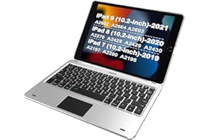 Arteck Keyboard Case with Track Pad for iPad 9th Gen 10.2-inch 2021, Bluetooth Keyboard with Folio Full Protection Case and Touch Pad for Apple 10.2-inch Pad 9 Pad 8, 7 with Swivel Rotating