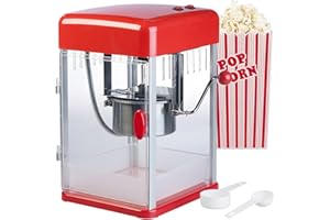 ‎ROSENSTEIN & SÖHNE Rosenstein & Söhne Popkornmaschine: Profi-Retro-Popcorn-Maschine "Cine" mit Edelstahl-Topf im 50er-Stil (Profi Popcornmaschine, Popkornautomat, Zuckerwatte)