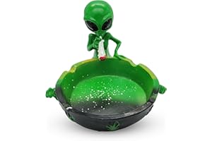 PURPLE LEGACY® Posacenere alieno, design divertente e unico, perfetto per joints e kiffer, grande posacenere con decorazione aliena, divertente accessorio per fumatori (verde alieno)