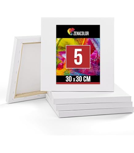 Set Di 50 Tele Per Pittura 10x10 Cm - Ideale Per Bambini, Adolescenti E Hobbisti - Pronta Per Acrilici E Olio