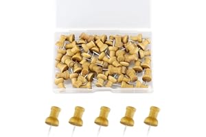 HXMJIED 50 chinchetas de madera y acero, para carteles, notas y tableros de corcho