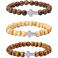 ZORVUJI 2er Set Kreuz Armbänder - Christlicher Schmuck Für Paare, Verstellbar Schwarz & Weiß