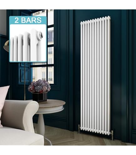 Park Lane Traditional Vertical Colosseum Double Bar Column Radiator Black - 1800 X 470mm