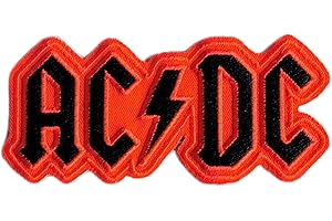 LILIE CRÉA Patch ACDC, écusson brodé thermocollant AC/DC fait main, 11,5 cm x 5,2 cm, hard rock, musique rock