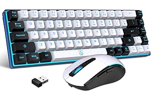 Snpurdiri 60% mouse tastiera senza fili, 68 tastiere wireless Gaming Combo, include 2,4 G Small Mini 60% design ergonomico tastiera Vertical Feel Mouse (bianconero)
