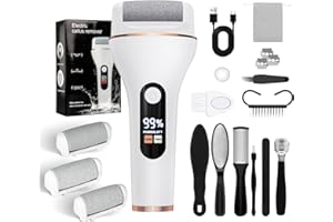 YADOBIG Pedicure Elettrico, Calli Piedi Rimozione Elettrico con 3 Rulli di Ricambio, 2 Velocità Rimuovi Calli Piedi Elettrica per Talloni Screpolati