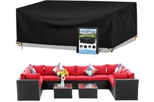 Wanocean Garden Furniture set Covers, Outdoor Patio Furniture Cover Waterproof 420D Oxford Anti-UV Tear-Resistant Rectangular Rattan Furniture Covers 300x300x98cm