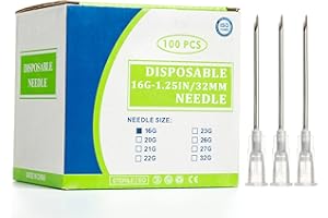 LMYKH 16G x 1.25 inch (1.60 x 32 mm) stainless steel tube, 100 pieces/pack (16G)