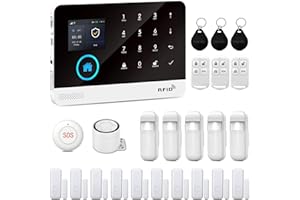 XNY Kit Système d'alarme Maison 4G - 24 pièces - Alarme Maison sans Fil Intelligent WiFi avec APP - Détecteur de Mouvement, Télécommandes, Capteur de Fenêtre et de Porte, Sirène, Compatible avec Alexa