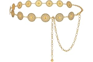 WERFORU Ceinture Chaîne Concho en Métal Doré/Argenté pour Femme Ceinture Western Cowgirl Country Boho pour Dress Jeans