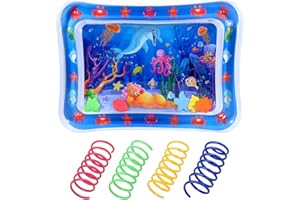 Guegine Water Sensor Play Mat for Cats,Thickened Water Sensory Mat Cat,Sensory Water Mat for Cats Summer,Tummy Time Sensory Water Mat,Water Play Mat for Cats,Bonus 4 Decompression Spring Cat Toy