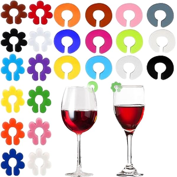 24 Marqueurs De Verre à Vin En Silicone - Petits Parapluies Colorés Pour Distinguer Les Verres En Fête