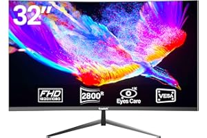 Gawfolk Moniteur PC 32 Pouces 75Hz, écran PC incurvé Full HD 1080P, écran d'ordinateur sans Cadre 2800R avec Technologie Eye Care, HDMI VGA, supporte VESA
