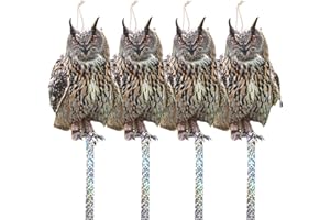 Kungfu Mall Effaroucheur Oiseaux avec Bande Repulsive Anti Pigeon Répulsif, Carton Exterieur Oiseaux Epouvantai Éloignez les Pigeons Corbeaux des Balcons Patios Fenêtres Lot de 4 Hiboux