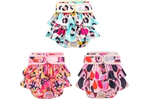 COMSLE Couche pour Chien Femelle Lavable (Lot de 3), Réutilisables Culottes Hygiéniques Très Absorbantes Chiennes Chaleurs, Culotte pour Chien Femelle en Chaleur et Incontinentes, Léopard Rose S
