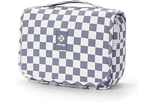 Narwey Podróżna wisząca kosmetyczka kosmetyczka torby na przybory toaletowe dla kobiet kosmetyczka kosmetyczka kosmetyczka organizer dla mężczyzn dziewcząt, Szarawo-niebieska szachownica