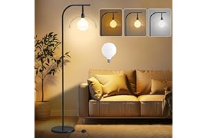 Hzitcigm Lampadaire LED Salon Moderne avec Abat-jour en Acrylique, 12W 3 Températures de Couleur, Ampoule E27, Interrupteur au Pied, 165cm