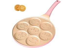 Erreke Poêle à Pancakes, Poele a Pancakes Induction, Poele Anti Adhesive, Adaptée à Tous les Types de Cuisine Conception Amusante pour les Enfants, Poêle à Crêpes, 26 cm, Couleur Rose
