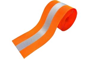 MARARDI Nastro Riflettente per Cucire - Tessuto Catarifrangente [5 Metri x 50 mm] non Adesivo - [Arancio Fluorescente] 100% Poliestere - Striscia di Sicurezza ad Alta Visibilità - Riflettente ≥300