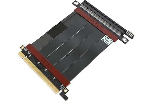 LINKUP - Cable Montante Ultra PCIe 4.0 X16 [Testado en RTX4090 RX6950XT x570 B550 Z690] Montaje Vertical Blindado Gaming PCI Express Gen4┃Enchufe Straight (10cm) Compatible con 3.0 Gen3 y TT-