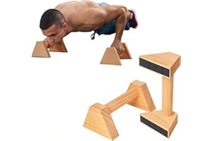 GEBRAZY Lot de 2 Poignées de Pompes en Bois 25cm - Parallèles Ergonomiques Antidérapantes Durables - Équipement Callisthénie Intérieur/Extérieur Idéal pour Pompes