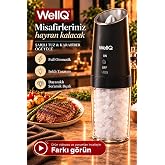 WellQ Şarjlı Işıklı Full Otomatik Yeni Nesil Tuz Karabiber Değirmeni Baharat &Ouml;ğ&uuml;t&uuml;c&uuml;