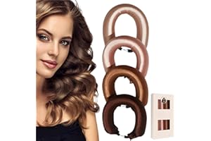 Ymoryiyi Set of 4 Reinforced Hair Rollers Overnight (4 cm Diameter) - Heatless Curls Band with Hooks for Overnight Blowout, Heat-Free Curls for Medium and Long Hair, Mixed Colours